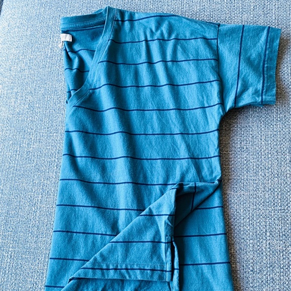 MADEWELL Dark Turquoise Striped V-neck Shirt - Picture 6 of 6